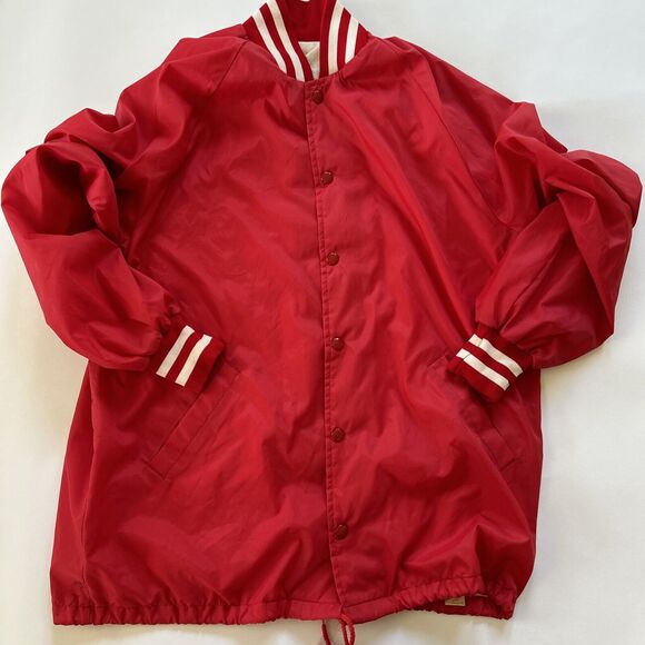Vintage 80's‎ Cardinal Transport Trucking Red Large Button Jacket Trucker Garage - Picture 3 of 7